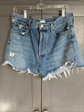 Citizens Of Humanity Distressed Medium Blue Denim Cutoff Shorts